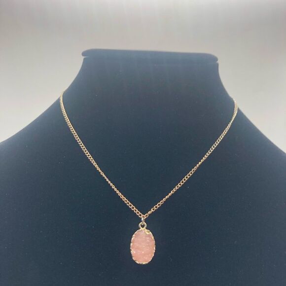 Necklace Set of 3, Gold & Silver tone Druzy stone - Picture 3 of 7